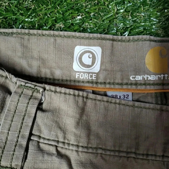 Carhartt Pants Mens 38x32 Khaki Beige Tan Force Relaxed Fit Ripstop Cargo Work - Picture 5 of 11
